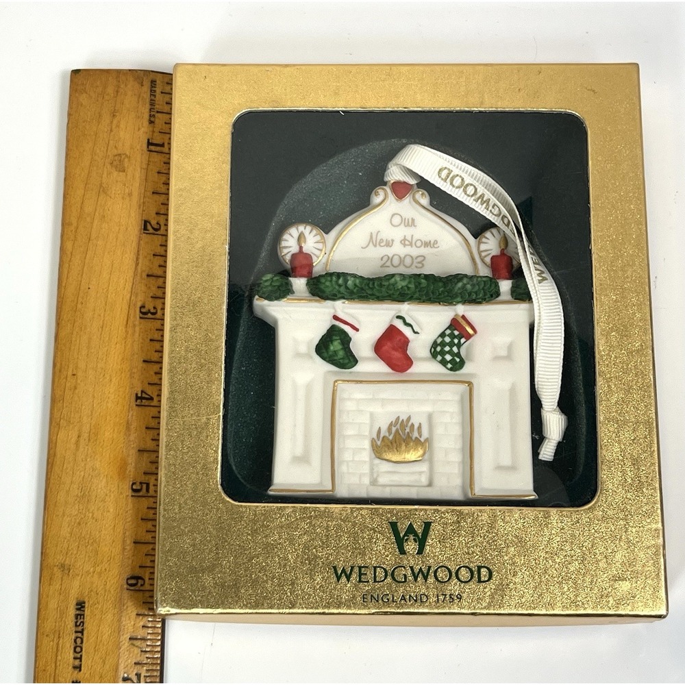 WEDGWOOD Porcelain 2003 Our New Home Christmas Ornament Fireplace NIB - Picture 9 of 11